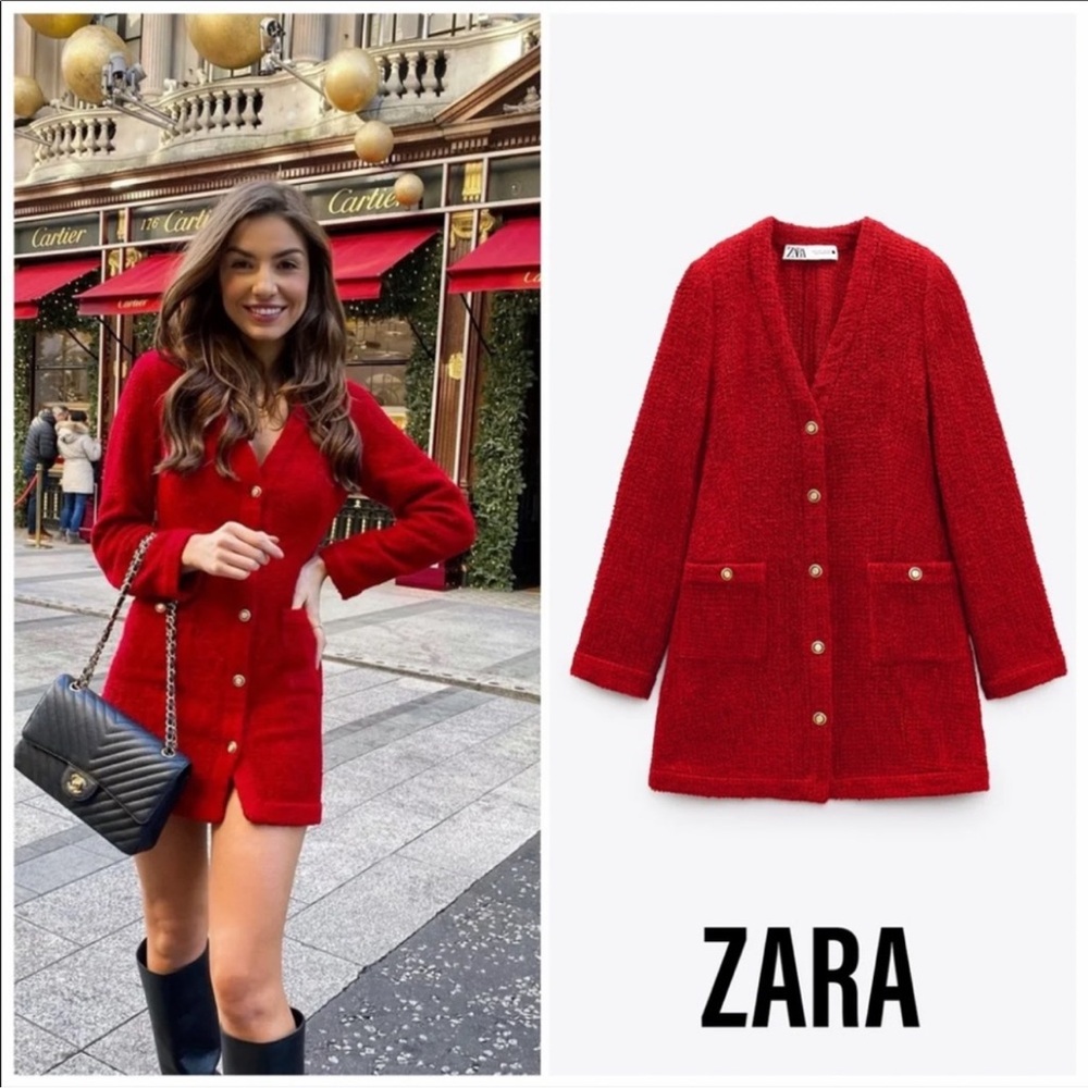ZARA Textured Tweed Dress